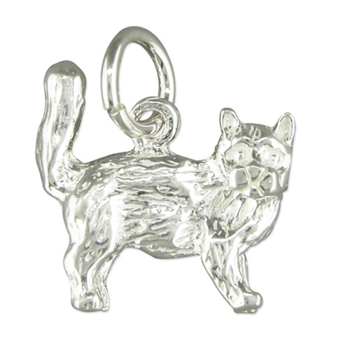 Cat sterling silver charm .925 x 1 Puss cats charms