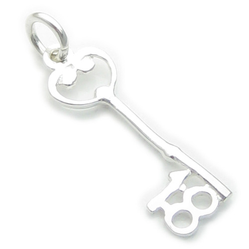 18th Birthday Key sterling silver charm .925 x 1 Birthdays charms