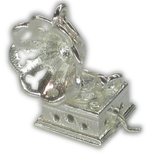 Gramophone Sterling silver charm .925 x 1 Gramaphone Music charms