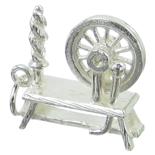 Spinning Wheel sterling silver charm .925 x 1 Sewing Weaving charms