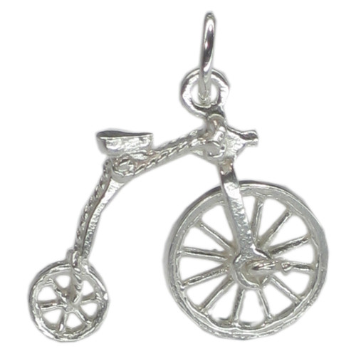 Penny Farthing sterling silver charm with moving front wheel .925
