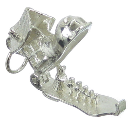 Old Woman In A Shoe sterling silver opening charm .925 x 1 Rhyme charms
