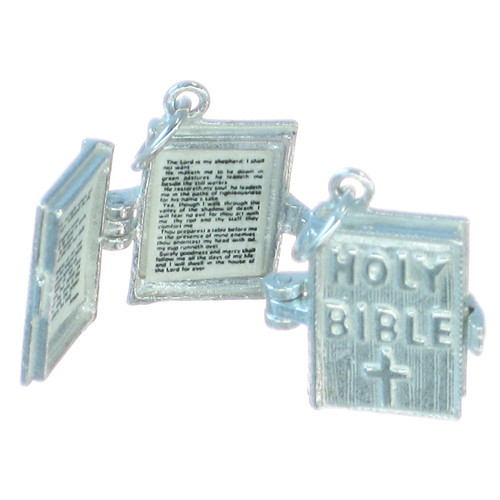 Bible opening sterling silver charm .925 x 1 Lords Prayer and 23rd Psalm