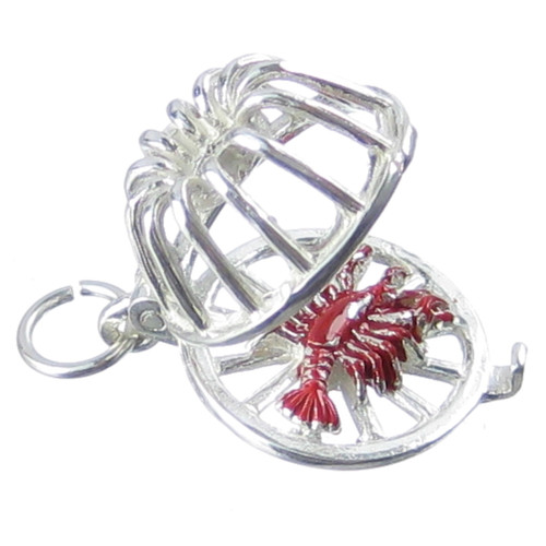 Lobster Pot Opening sterling silver charm .925 x 1 Lobsters Pots Charms