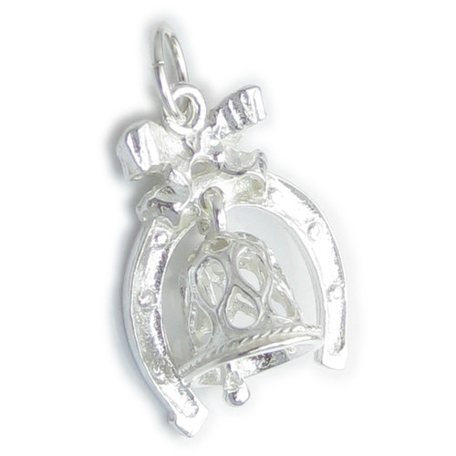 Wedding Bell in a Lucky Horseshoe sterling silver charm .925 x 1 Marriage