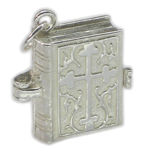 Bible opening sterling silver charm .925 Bibles and holy books charms