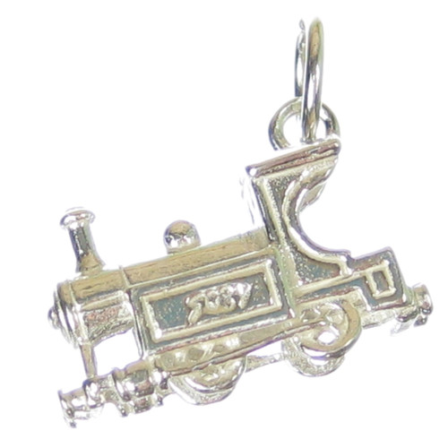 Steam Railway Engine sterling silver charm .925 x 1 Train Trains charms