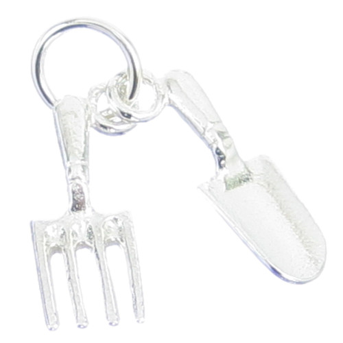 Trowel and Fork sterling silver gardening charm .925 Gardener charms