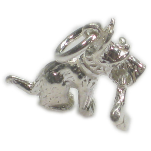 Dog with moving Bone in mouth sterling silver charm .925 x 1 dogs charms