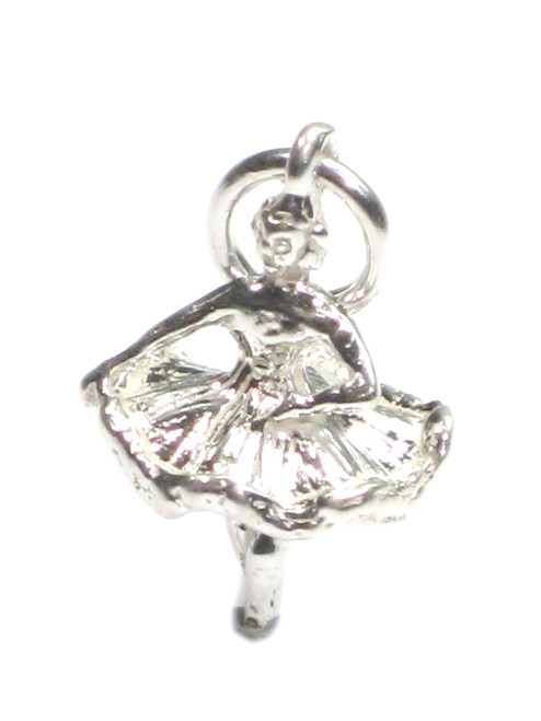 Ballerina dancing sterling silver charm .925 x 1 ballet dance charms A1