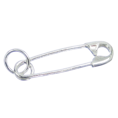 Safety Pin sterling silver charm .925 x 1 Nappy Pins Diaper charms DOES NOT OPEN