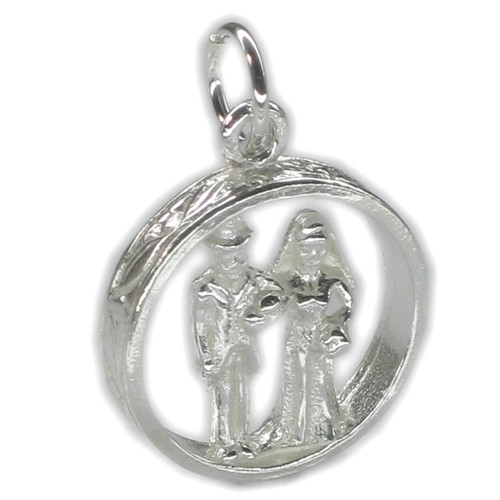 Bride and Groom sterling silver charm .925 x 1 Wedding Marriage charms
