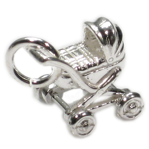 Baby Pram Buggy Pushchair sterling silver charm .925 x 1 babies charms