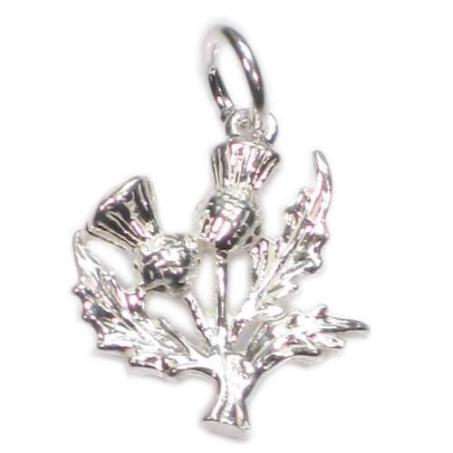 Thistle flower sterling silver charm .925 x 1 Scottish thistles charms