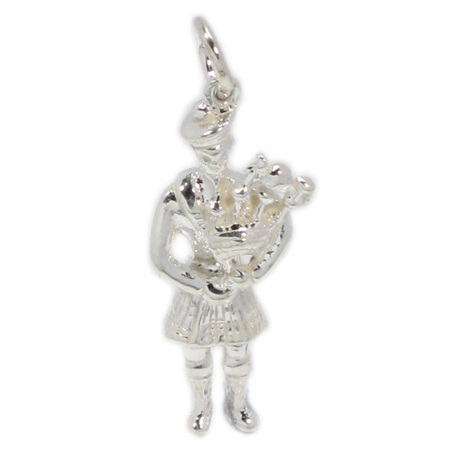 Man With Bagpipes sterling silver charm .925 x1 Scottish Scotland charms