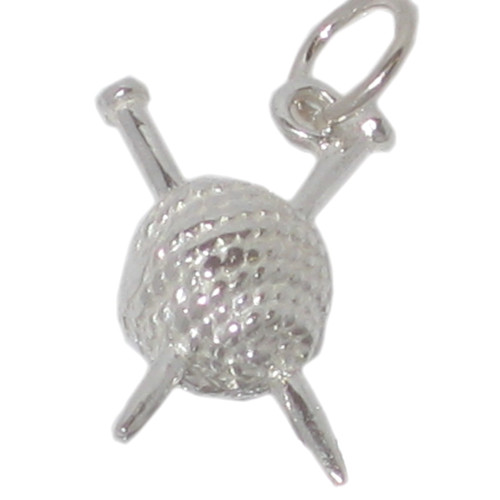 Knitting Needles in Ball of Wool sterling silver charm .925 x 1 Charms
