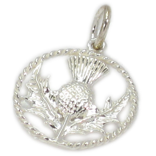 Thistle sterling silver charm .925 x1 Scottish Scotland flower charms