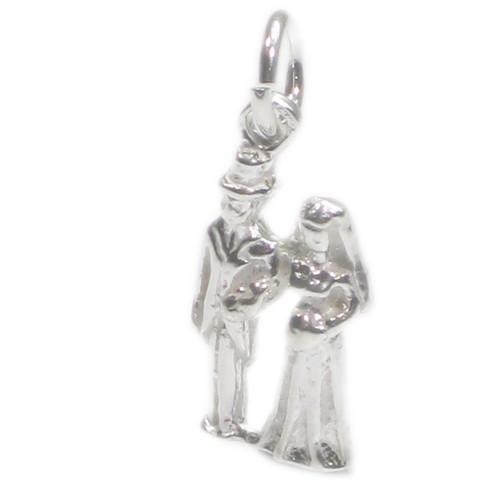 Bride Groom Couple married sterling silver charm .925 x 1 Wedding charms
