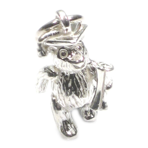 Bear with Mortarboard and diploma sterling silver charm .925 charms
