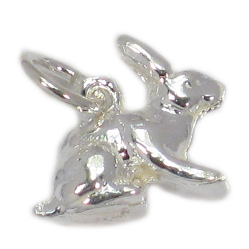 Rabbit sterling silver charm .925 x 1 bunny rabbits charms C