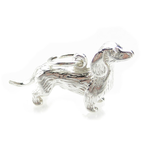 Dachshund dog sterling silver charm .925 x 1 Sausage dogs charms A1