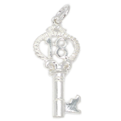 18th birthday key sterling silver charm pendant .925x 1 Birthdays charms