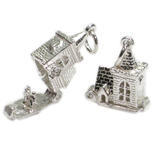 Church opening sterling silver charm Bride Groom inside .925 x 1 charms