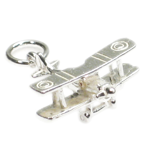 Biplane Bi plane aircraft sterling silver charm .925 x1 aeroplane charms
