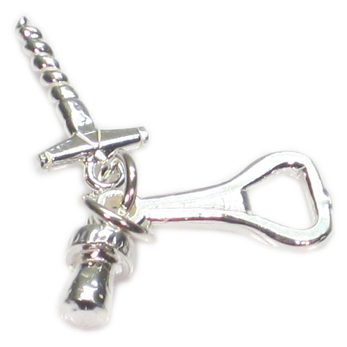 Bottle Opener Cork Corkscrew strlng silver charm .925 x1 Drinking charms