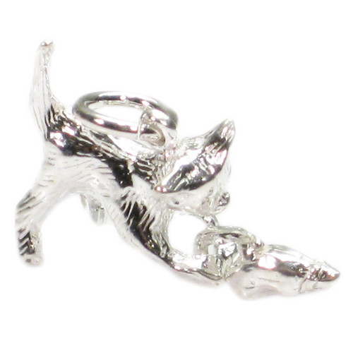 Cat chasing a mouse sterling silver charm .925 cats and mice charms