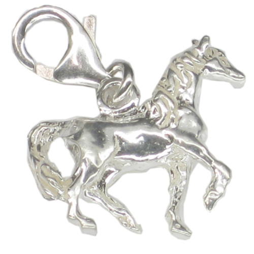 Horse with lobster clip sterling silver charm .925 x 1 Horses charms