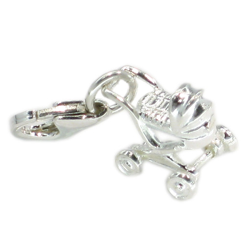 Pram sterlng silver charm with clip link .925 x1 Prams Pushchairs charms
