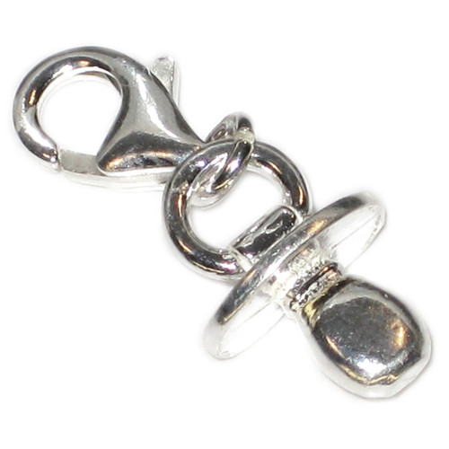 Babies Dummy with clip sterling silver charm .925 Baby Dummys charms