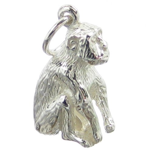 Sitting Monkey sterling silver charm .925 x 1 Apes Monkeys charms