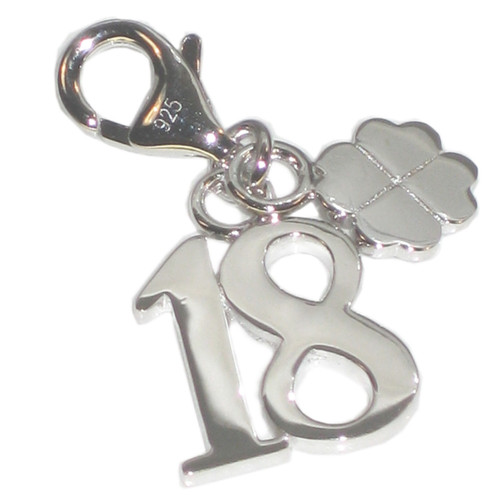 18th Birthday sterling silver on lobster clip .925 x 1 Birthdays charms