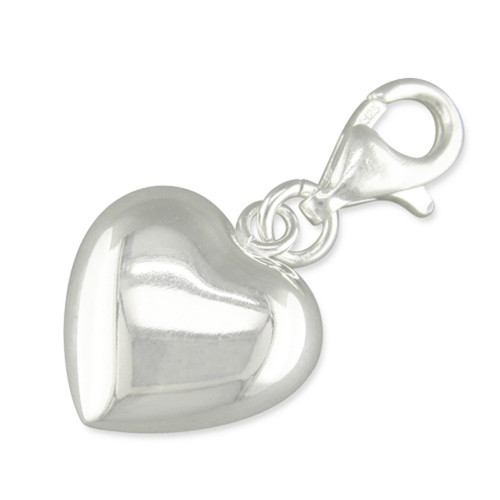 Love Heart Hollow Sterling silver charm with Links Clasp .925 x 1 charms