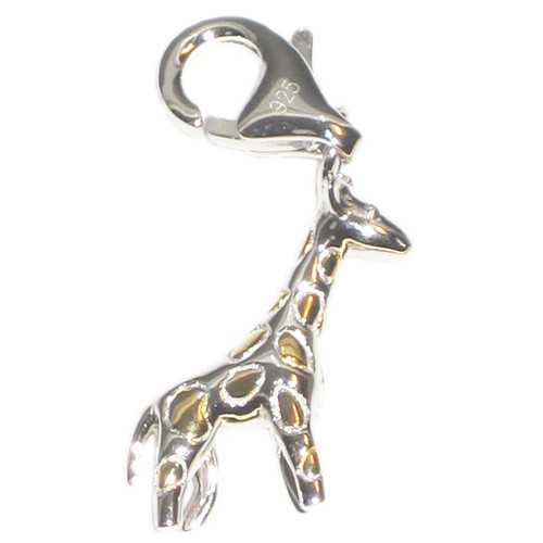 Giraffe sterling silver charm with lobster clip .925 x 1 Giraf charms