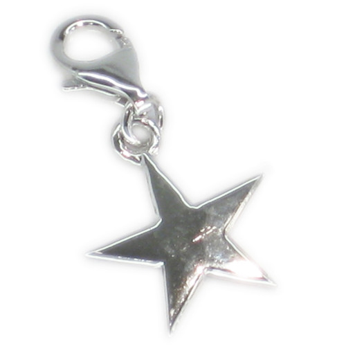 Star sterling silver charm with clip fitting .925 Stars Charms