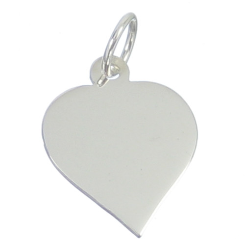 Heart sterling silver plain disc charm .925 Engravable charms