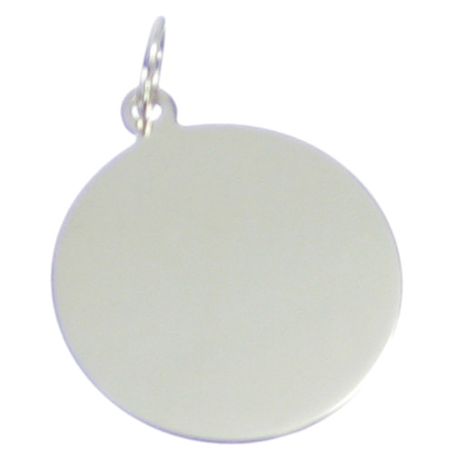 Plain Disc apx 20mm sterling silver charm pendant .925 Engravable