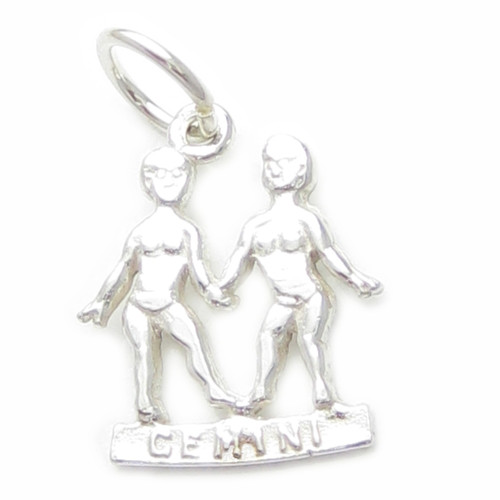 Gemini sterling silver charm .925 x 1 Zodiac Geminis Twins charms Zodiacs