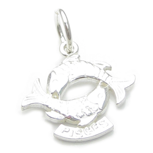 Pisces Zodiac sterling silver charm .925 x 1 Fish Zodiacs charms