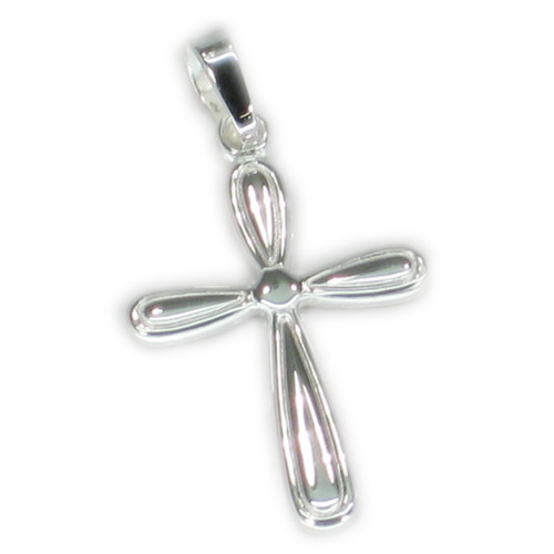 Cross sterling silver pendant Petal shaped .925 Christ Crosses Holy A1