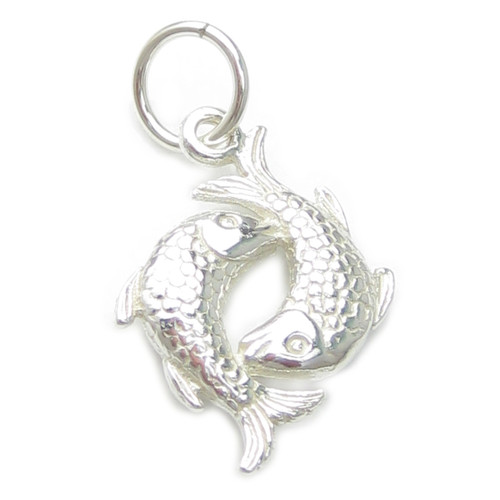 Pisces Fish Zodiac sterling silver charm .925 Zodiacs charms