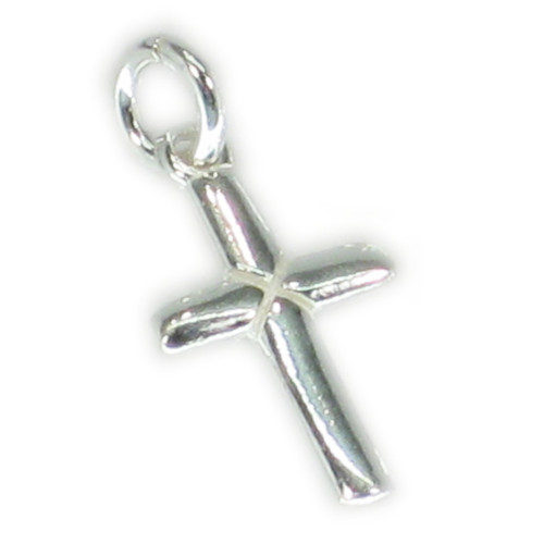 Cross small sterling silver charm - pendant .925 x 1 Holy crosses charms