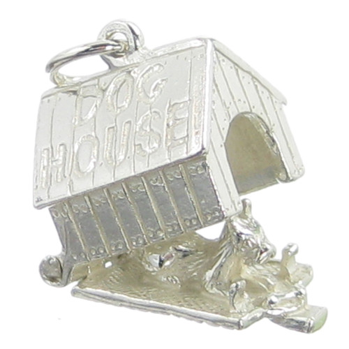 Dog Kennel opening sterling silver charm .925 x 1 Dogs House Charms
