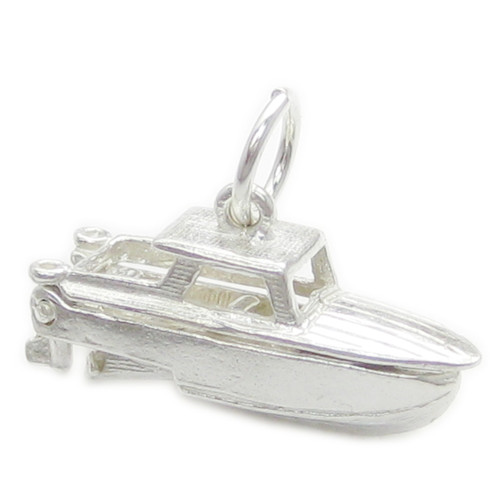 Cabin Cruiser Boat opening sterling silver charm .925 Boats Boating