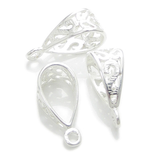 Sterling silver plain pendant bail .925 x1 Fancy Bails Converters