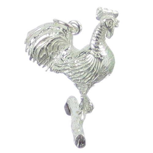 Cockerel Rooster sterling silver charm .925 x 1 Chicken Cockerels charms
