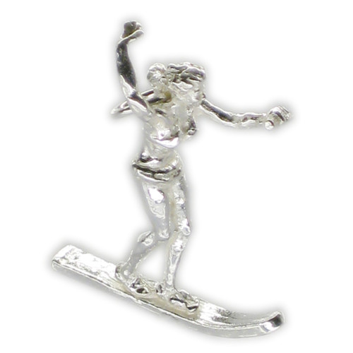 Waterskier sterling silver charm .925 Water Skier Waterskiing charms